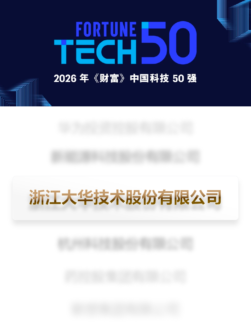 大华股份入选《财富》中国科技50强